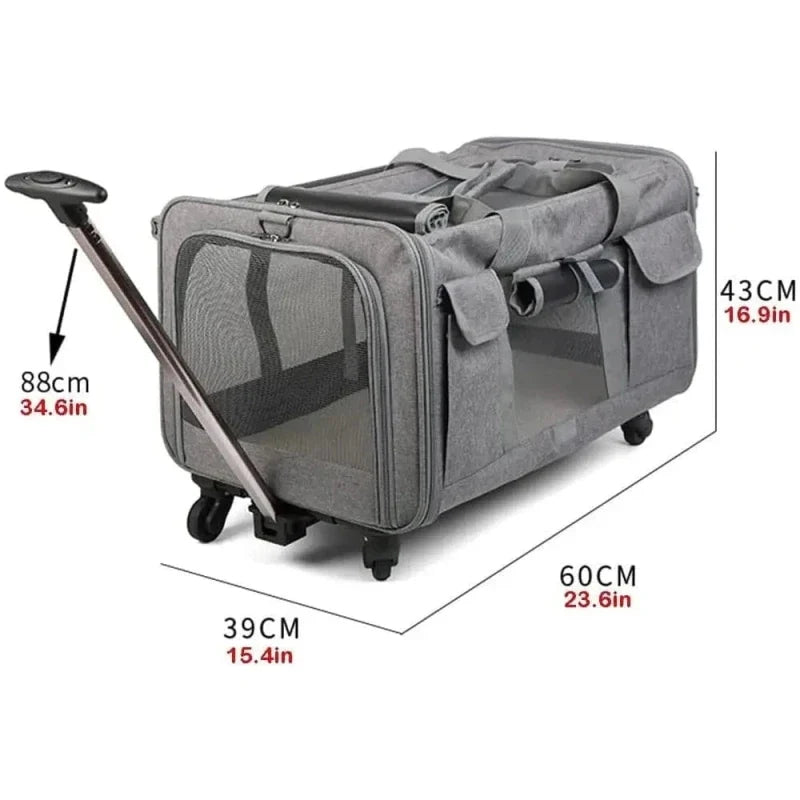Sac de Transport Chat à Roulettes - Pratique et Spacieux