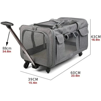 Sac de Transport Chat à Roulettes - Pratique et Spacieux