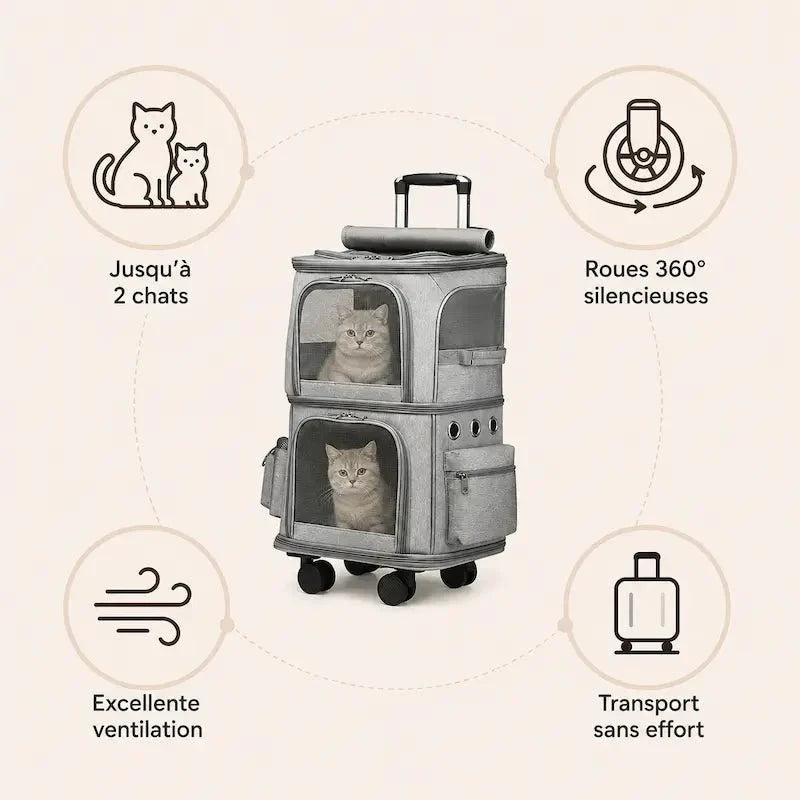 Sac à Roulettes Chats - Transport Facile et Confort