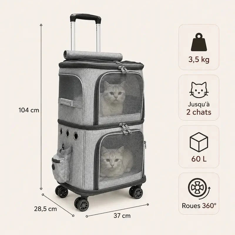 Sac à Roulettes Chats - Transport Facile et Confort