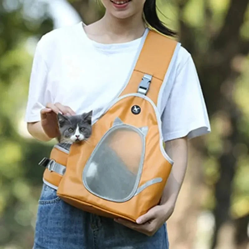 Sac Bandoulière Chat Respirant - Transport Pratique