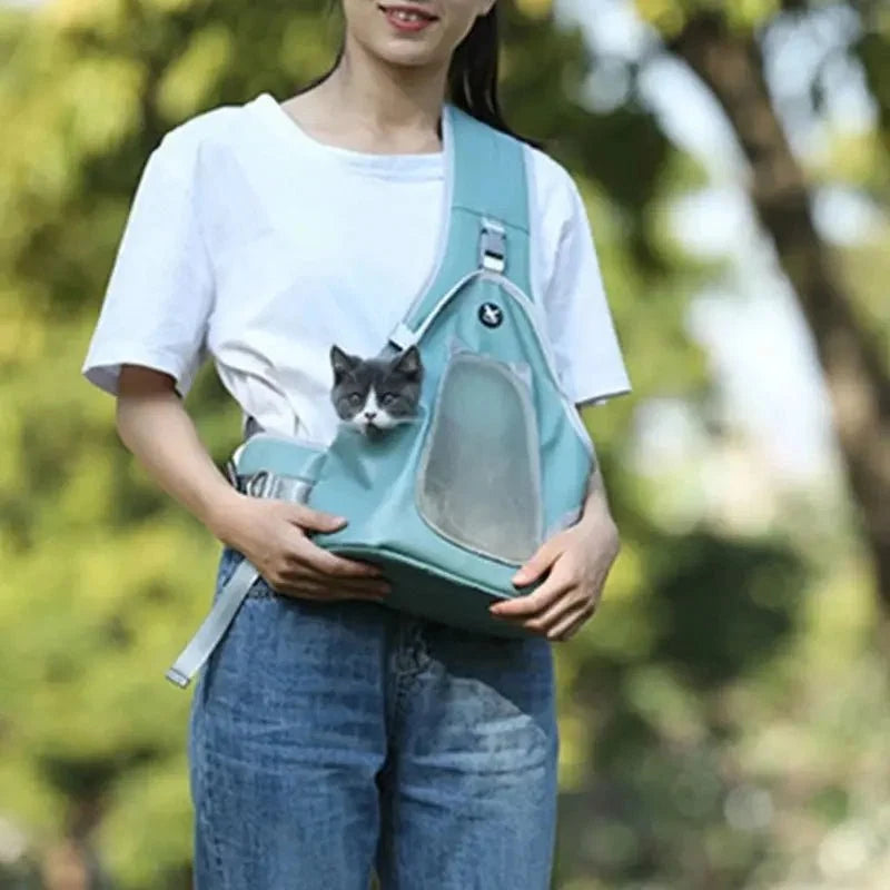 Sac Bandoulière Chat Respirant - Transport Pratique
