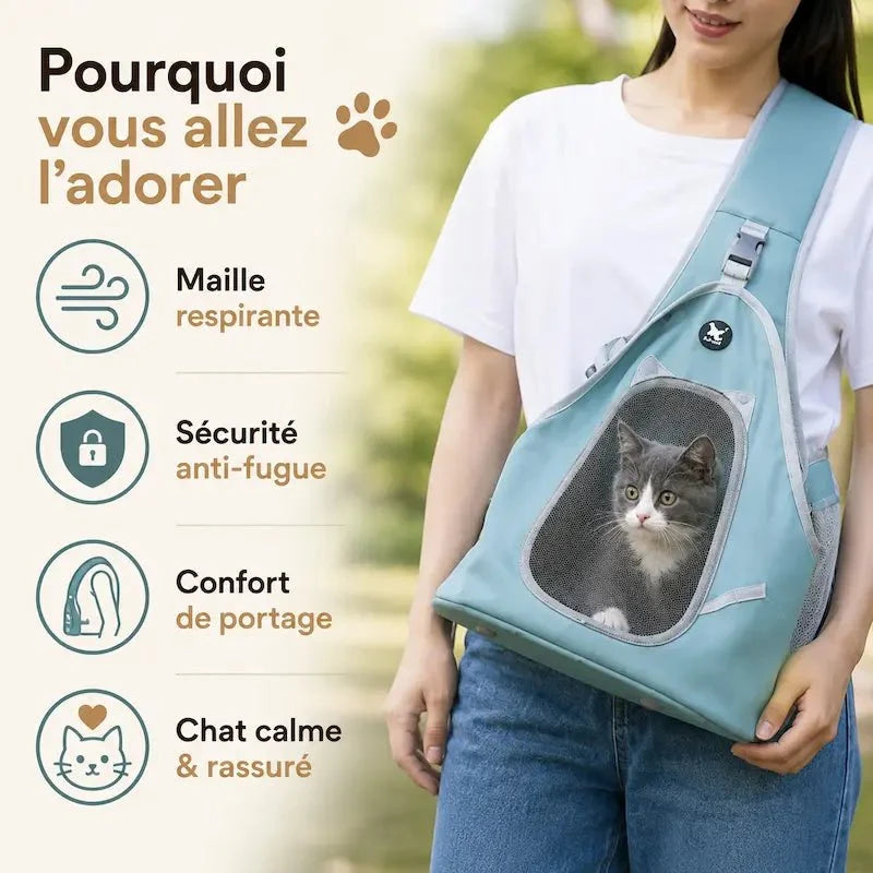 Sac Bandoulière Chat Respirant - Transport Pratique