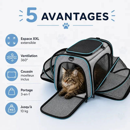 Sac Transport Chat XXL - Espace Extensible