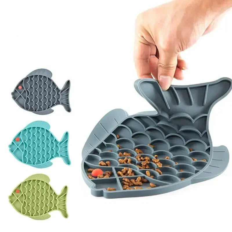 Tapis Antidérapant Gamelle Chat - Forme Poisson