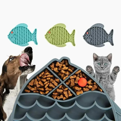 Tapis Antidérapant Gamelle Chat - Forme Poisson