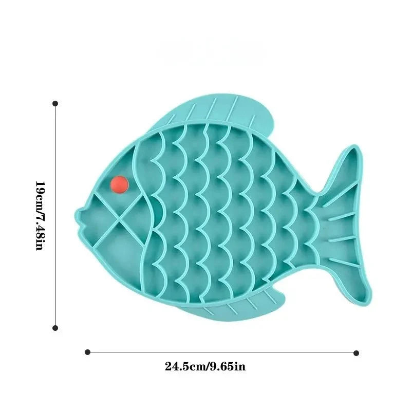 Tapis Antidérapant Gamelle Chat - Forme Poisson