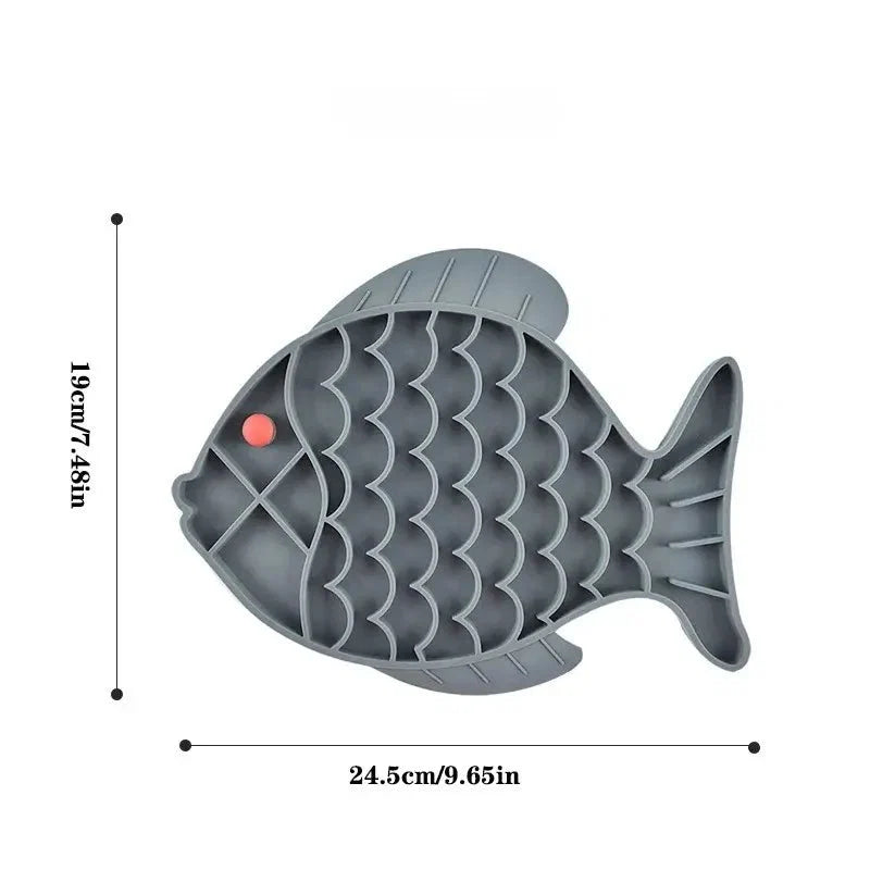 Tapis Antidérapant Gamelle Chat - Forme Poisson